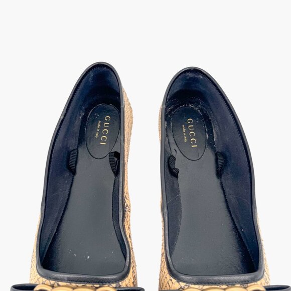 Gucci Evi Interlocking GG Ballet Flats Size 37.5 US 7.5 Beige Python Snake Logo - Picture 7 of 15
